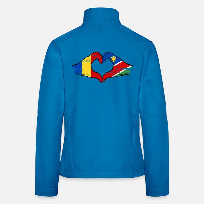 Romania Namibia Flag Hands Heart Shape Used Women's Softshell Jacket