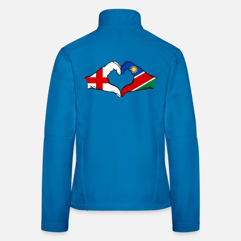 England Namibia Flagge Hände Herz Frauen Softshelljacke
