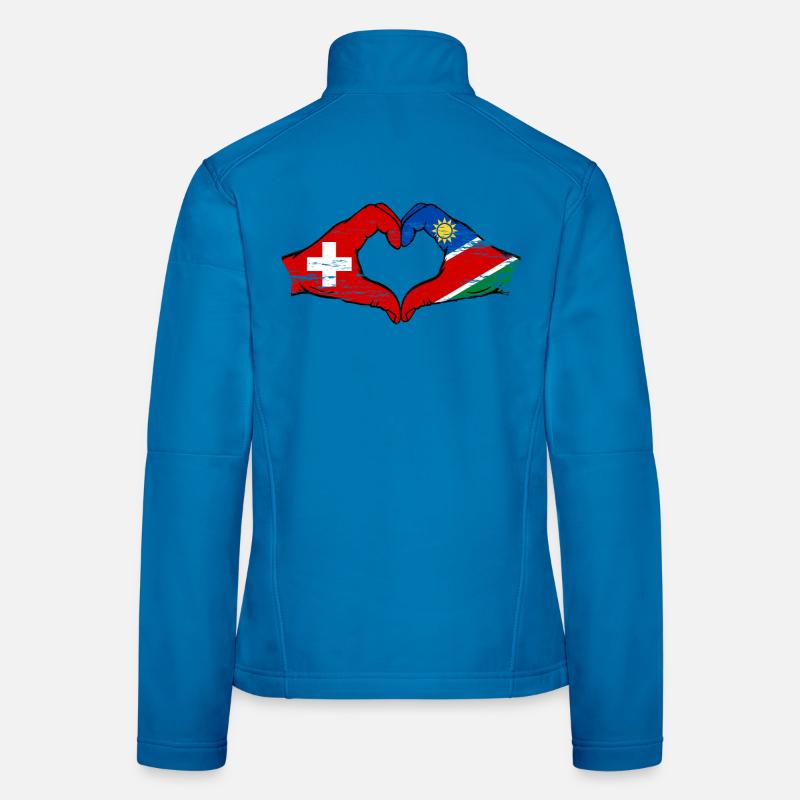 Switzerland Namibia flag hands heart shape used Women's Softshell Jacket