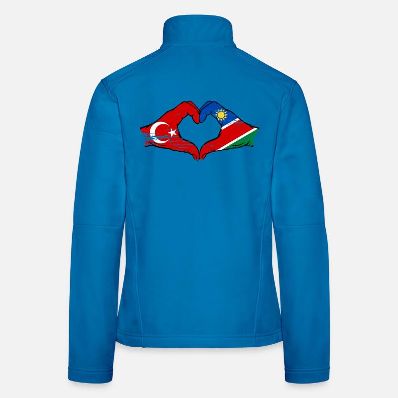 Türkiye Namibia Flag Hands Heart Shape Used Women's Softshell Jacket