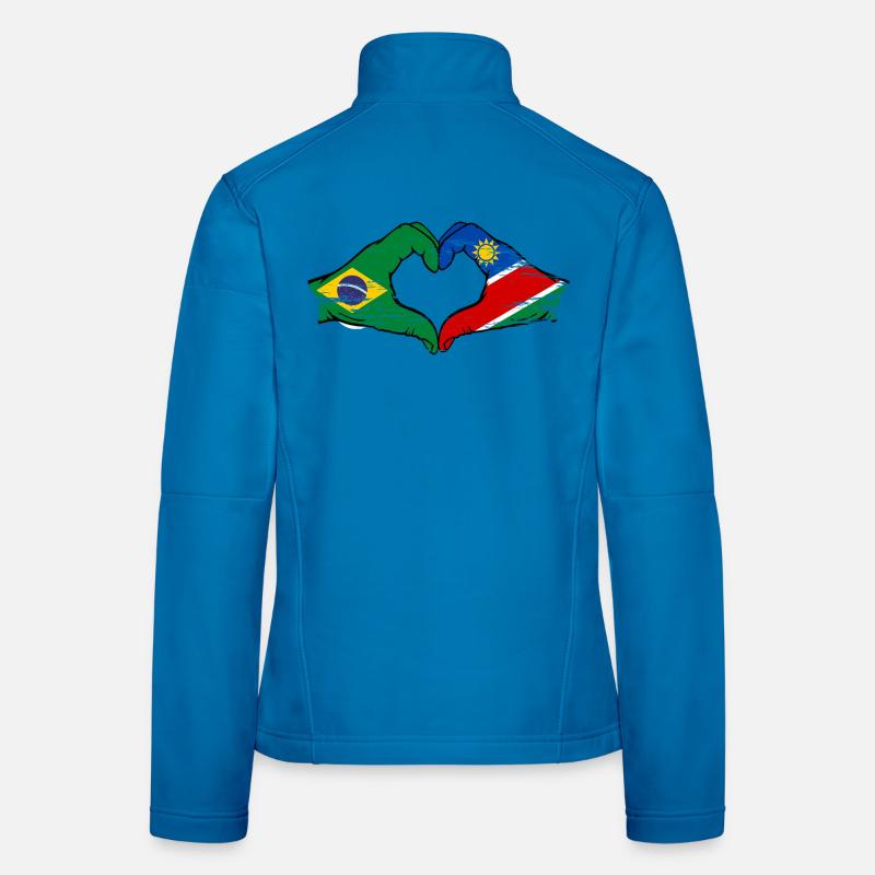 Brazil Namibia Flag Hands Heart Shape Women's Softshell Jacket