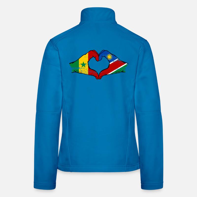 Senegal Namibia Flag Hands Heart Shape Used Women's Softshell Jacket