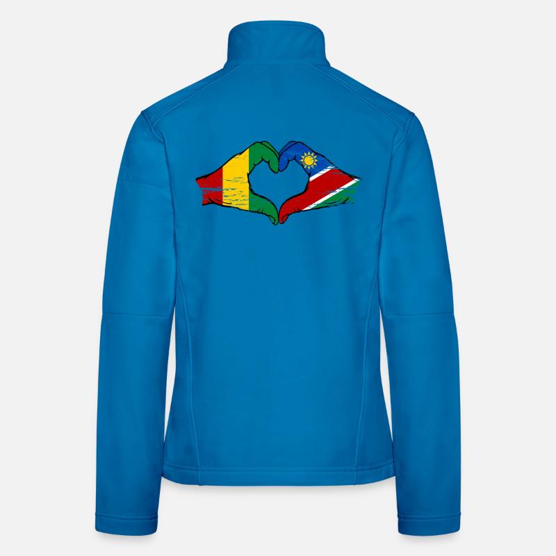 Guiena Namibia Flag Hands Heart Shape Used Women's Softshell Jacket