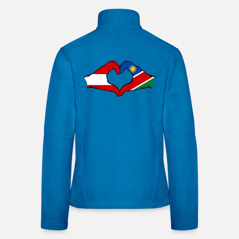 Austria Namibia Flag Hands Heart Shape Women's Softshell Jacket