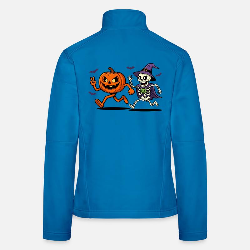 Funny Halloween Skeleton with Pumpkin - Women's Softshell Jacket - light blue