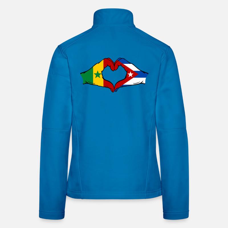 Senegal Cuba Flag Hands Heart Shape - Women's Softshell Jacket - light blue