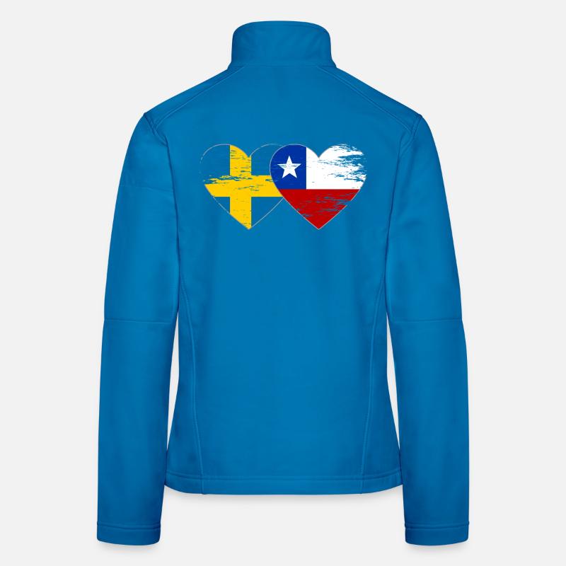 Suède Chili drapeau coeur utilisé Veste en tissu softshell Femme