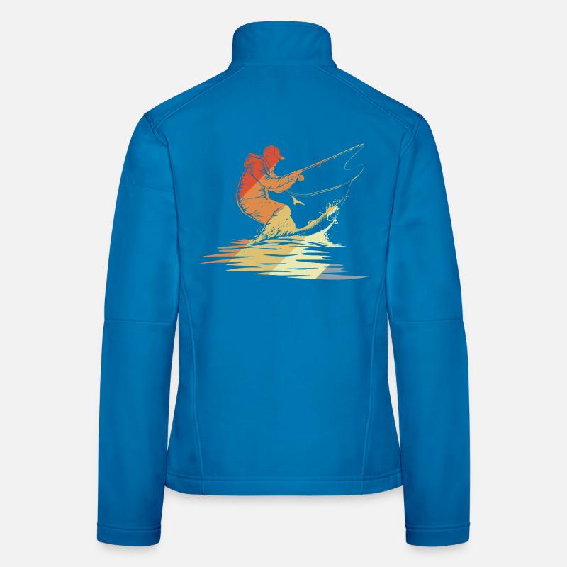 Fishing Graphic Retro Style Women's Softshell Jacket