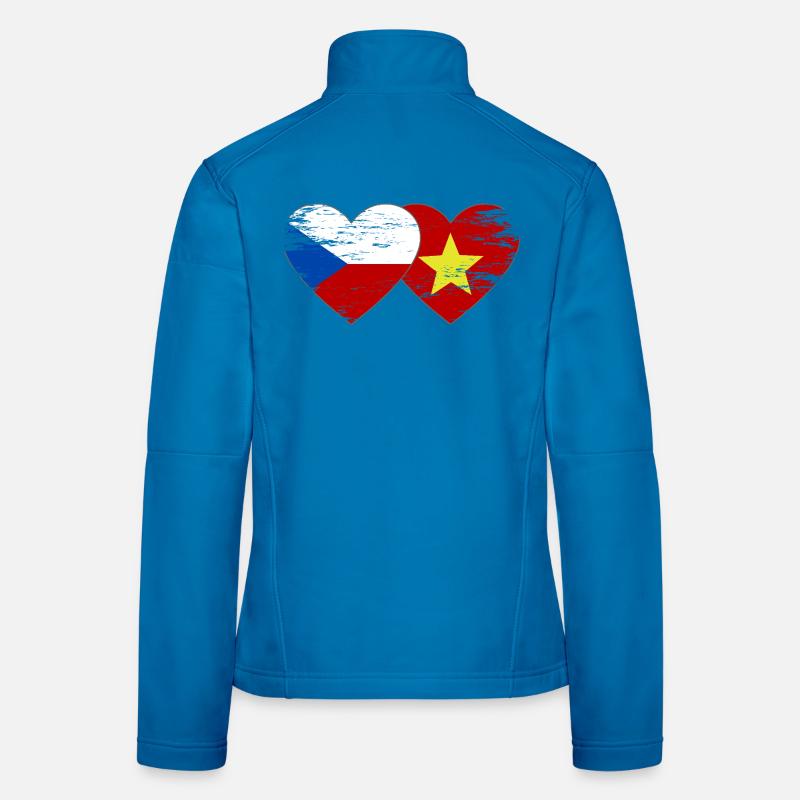 République tchèque Vietnam drapeau coeur utilisé Veste en tissu softshell Femme