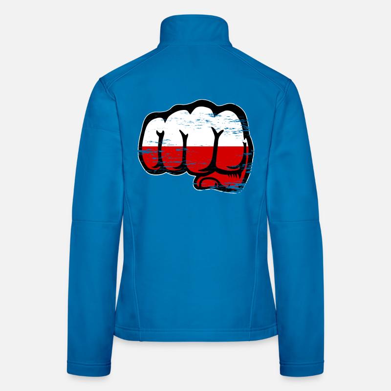 Poing du drapeau de la Pologne utilisé Veste en tissu softshell Femme