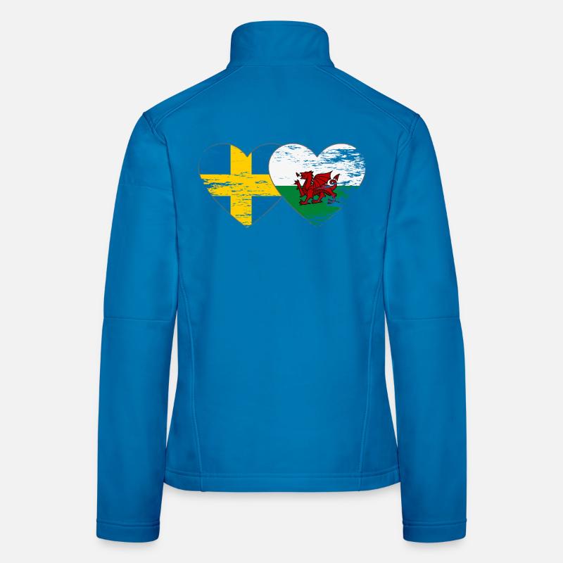 Cœur du drapeau Suède du Pays de Galles utilisé Veste en tissu softshell Femme