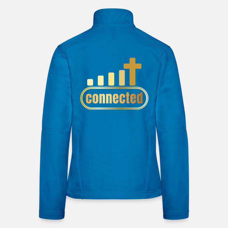 Connected - Kreuz - gold - christlich - Frauen Softshelljacke - Lichtblau