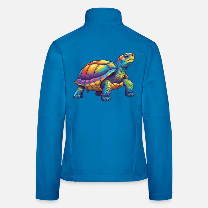 Colorful Turtle Rainbow Pop Art Watercolor Women's Softshell Jacket