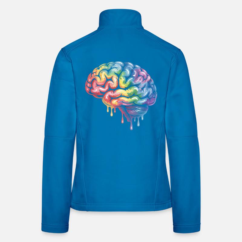 Rainbow Brain Gradient Print Design Women's Softshell Jacket