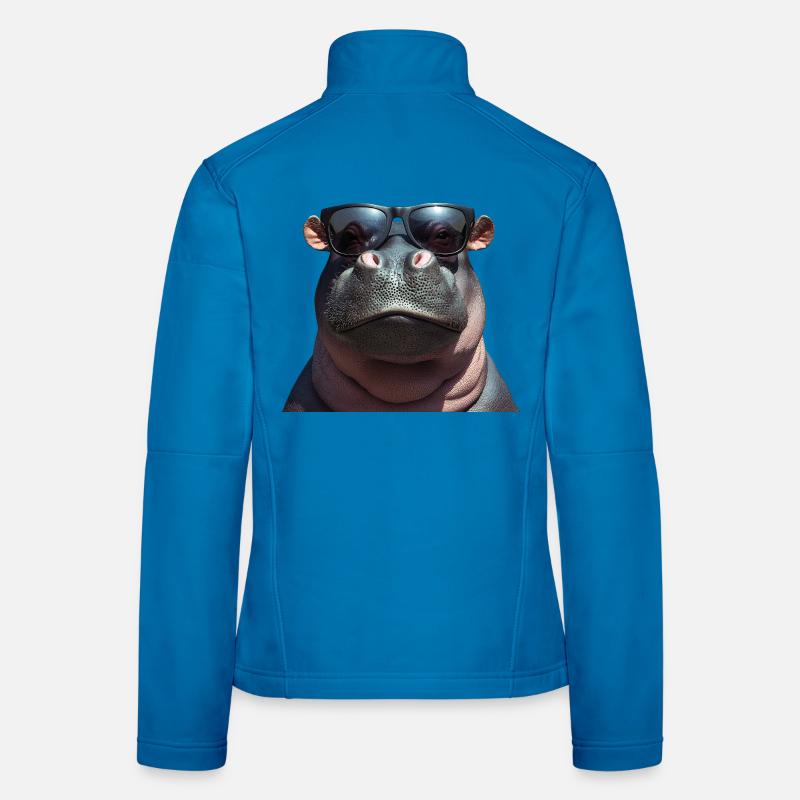 Hippo Hippo Hippo avec des lunettes de soleil Veste en tissu softshell Femme