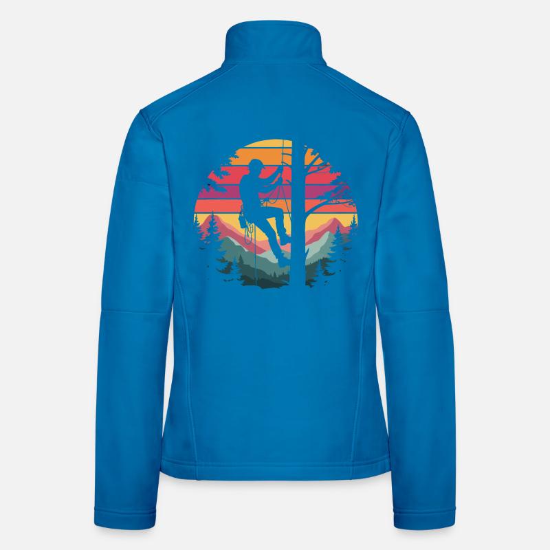 Grimpeurs dans la forêt du couchant de soleil Veste en tissu softshell Femme