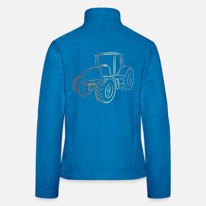 Retro Tractor Sketch Women's Softshell Jacket