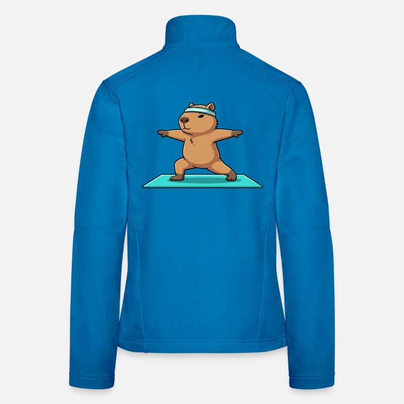 Yoga Capybara Rodent Doing Warrior Pose Women's Softshell Jacket