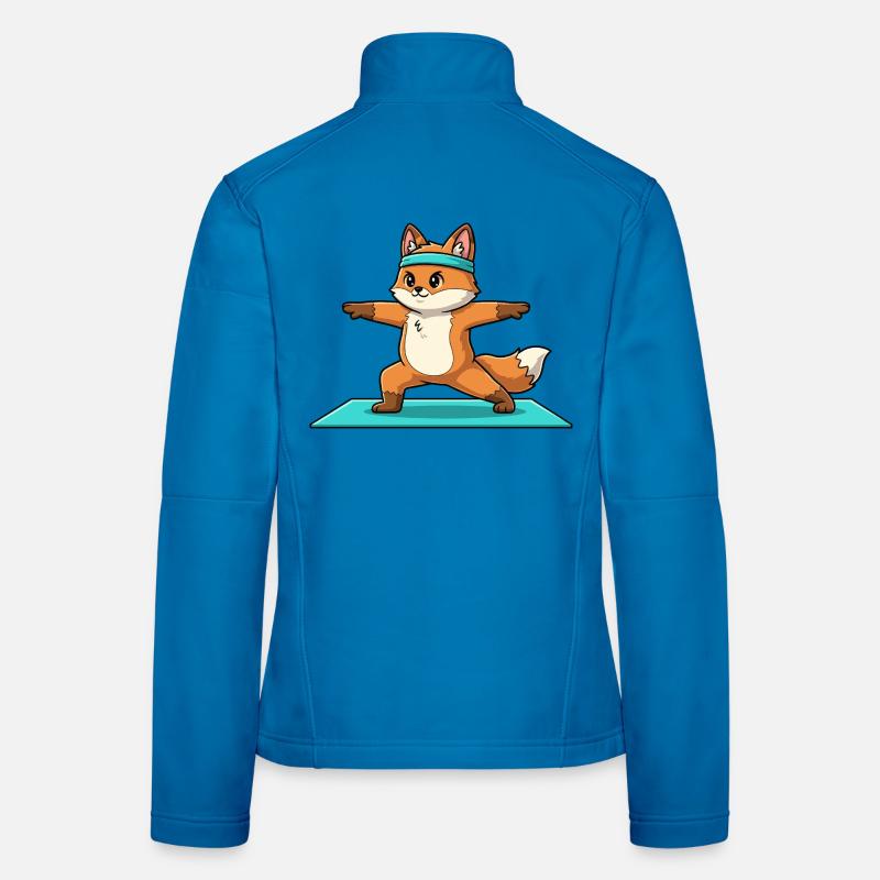 Yoga Fox Animal Doing Warrior Pose Art Women's Softshell Jacket