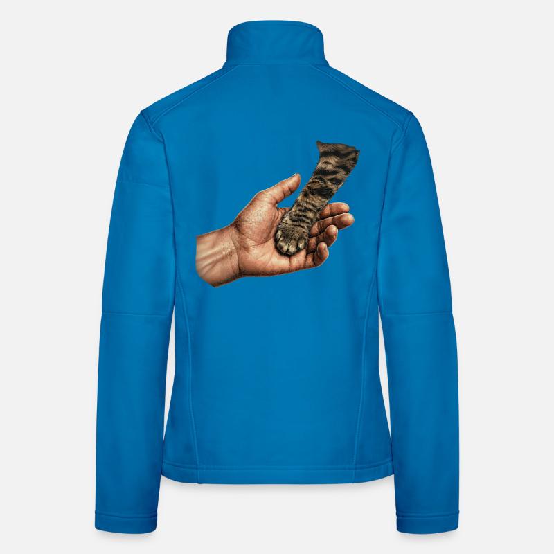 Cat Paw Holding Hands Motif Women's Softshell Jacket