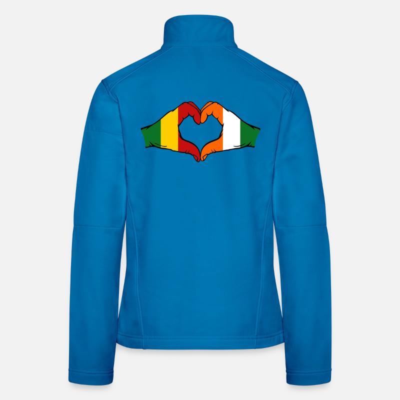 Drapeau de la Côte d’Ivoire du Mali Mains en forme de cœur Veste en tissu softshell Femme