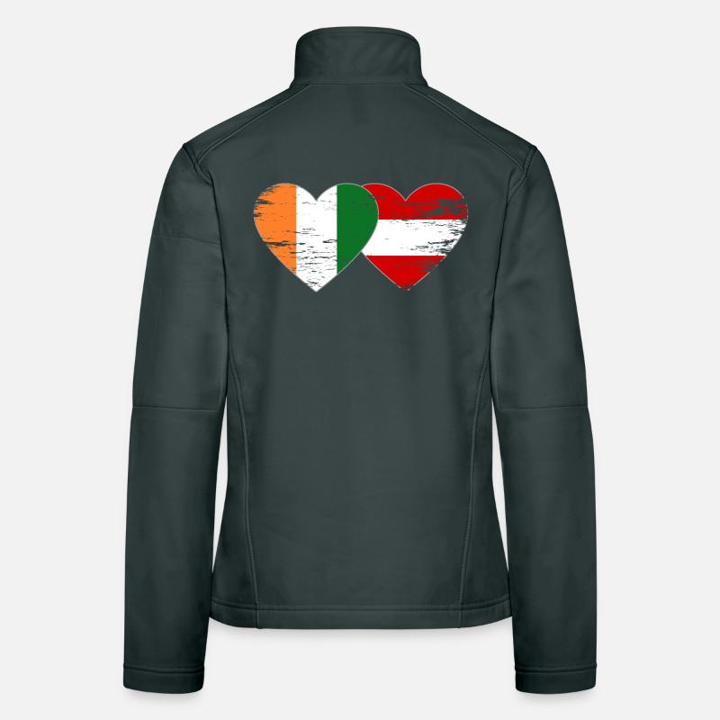 Côte d'Ivoire Austria Flag Heart Women's Softshell Jacket