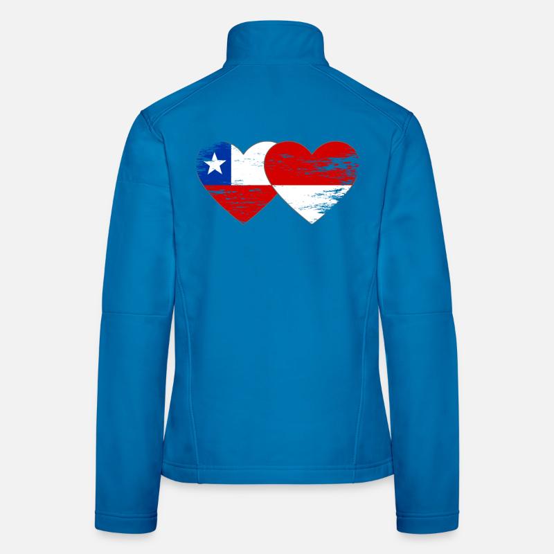 Cœur du drapeau du Chili et de la Pologne utilisé Veste en tissu softshell Femme