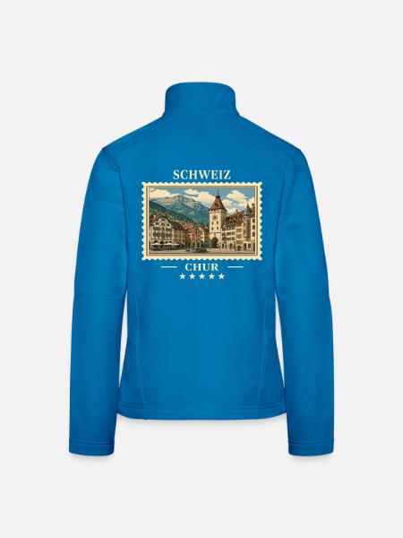 Schweiz Chur Vintage Reisemarke - Frauen Softshelljacke - Lichtblau - Hinten