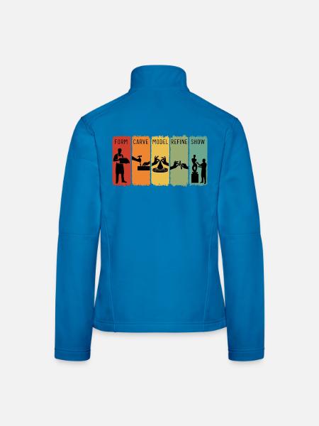 Retro Sculpting Steps Schnitzen Modell Verfeinerung Geschenk - Frauen Softshelljacke - Lichtblau - Hinten
