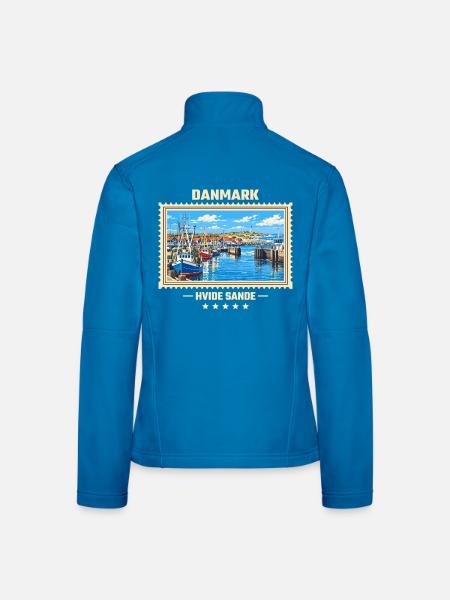 Danmark Hvide Sande Vintage Reisemarke - Frauen Softshelljacke - Lichtblau - Hinten