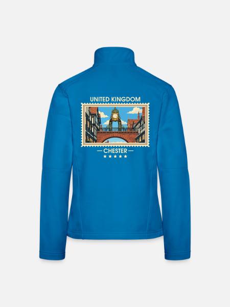 Großbritannien Chester Vintage Reisemarke - Frauen Softshelljacke - Lichtblau - Hinten