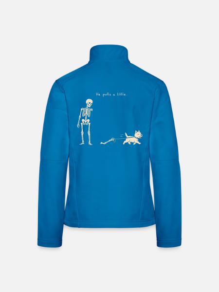 Halloween Skelett mit Hund – Schwarzer Humor - Frauen Softshelljacke - Lichtblau - Hinten