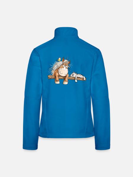 Pferd Katze Stall Reiter Bauernhof Tierfreunde - Frauen Softshelljacke - Lichtblau - Hinten