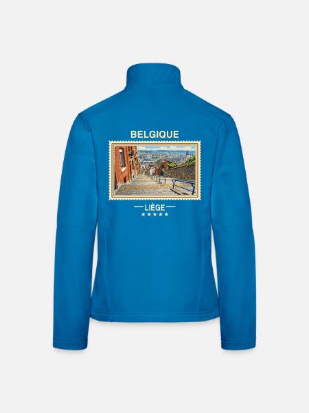 Belgien Lüttich Vintage Reisemarke - Frauen Softshelljacke - Lichtblau - Hinten