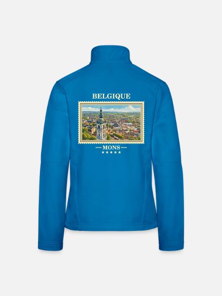 Belgien Mons Vintage Reisemarke - Frauen Softshelljacke - Lichtblau - Hinten