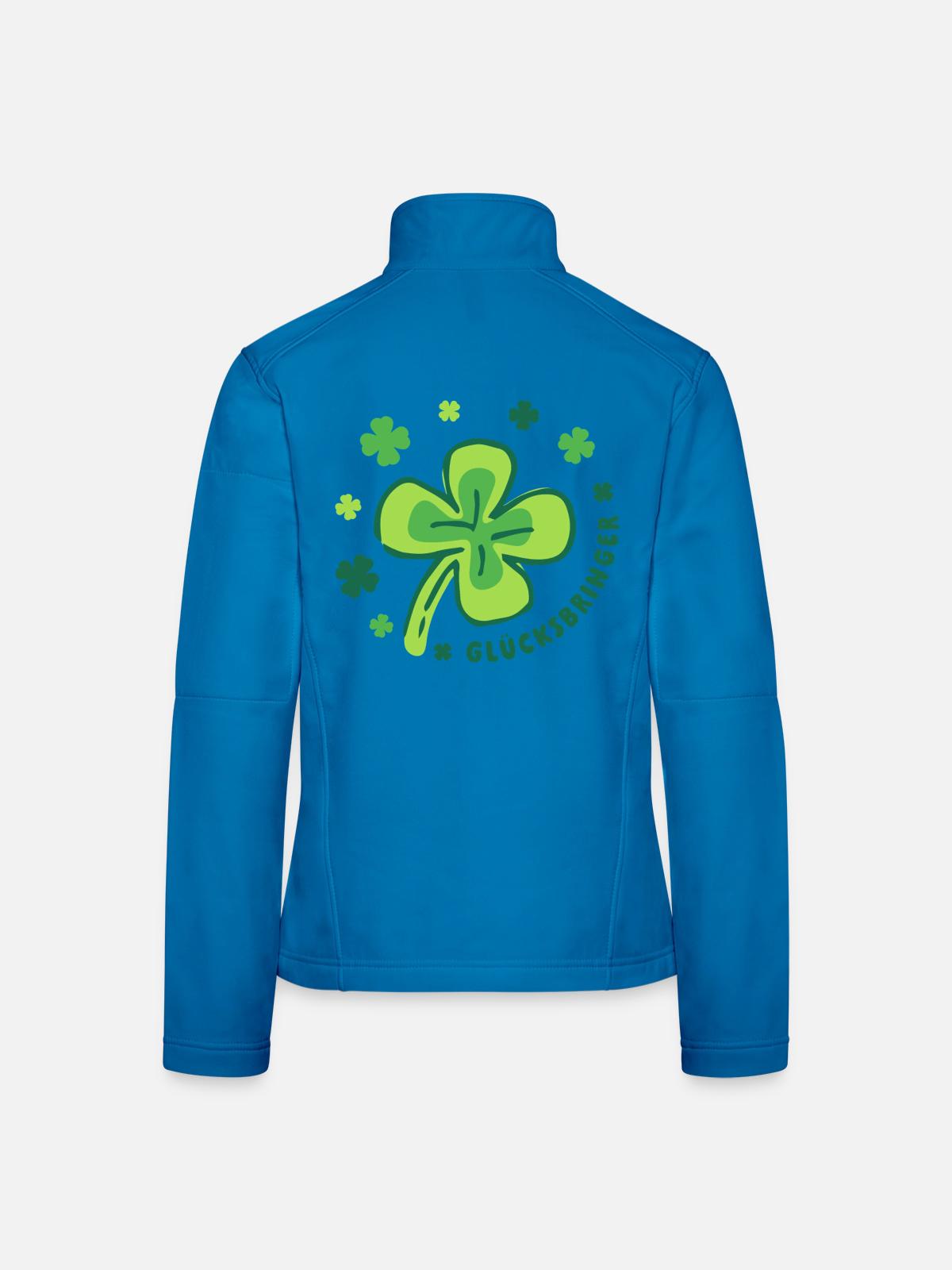 Glücksbringer – Kleeblatt - Mutmacher - Frauen Softshelljacke - Lichtblau - Hinten