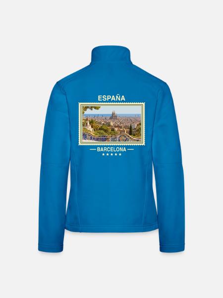 Spanien Barcelona Vintage Reisemarke - Frauen Softshelljacke - Lichtblau - Hinten