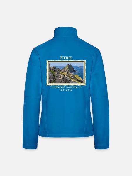 Irland Skellig Michael Vintage Reisemarke - Frauen Softshelljacke - Lichtblau - Hinten
