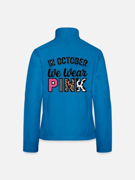 Rosa Oktober: Im Oktober tragen wir Pink - Frauen Softshelljacke - Lichtblau - Hinten