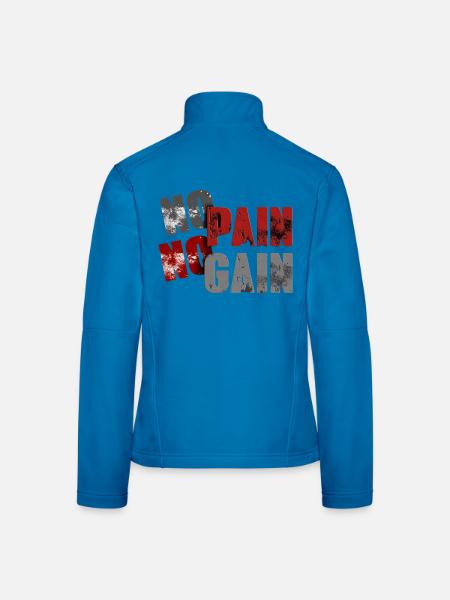No Pan No Gain Distressed Typografie - Frauen Softshelljacke - Lichtblau - Hinten