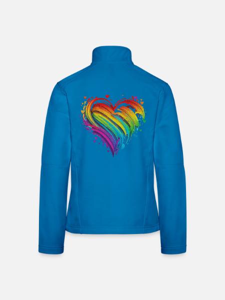 CSD LGBT Regenbogen LGBTQ Herz Pride Just Love - Frauen Softshelljacke - Lichtblau - Hinten