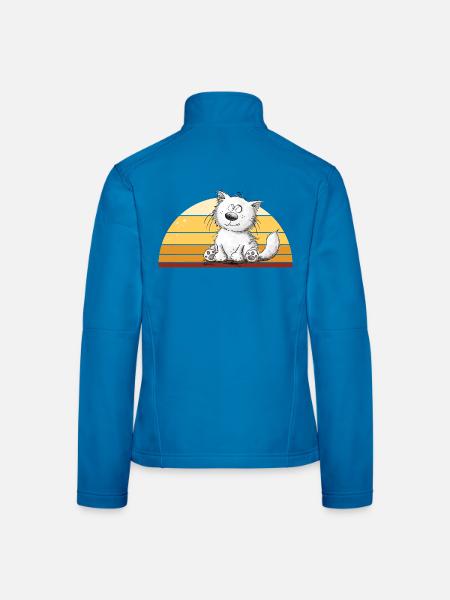 Katze Vintage Retro Sonnenuntergang Katzenhumor - Frauen Softshelljacke - Lichtblau - Hinten