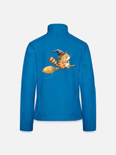 Nö Katze Hexenbesen Sarkasmus Spruch Tierhumor - Frauen Softshelljacke - Lichtblau - Hinten