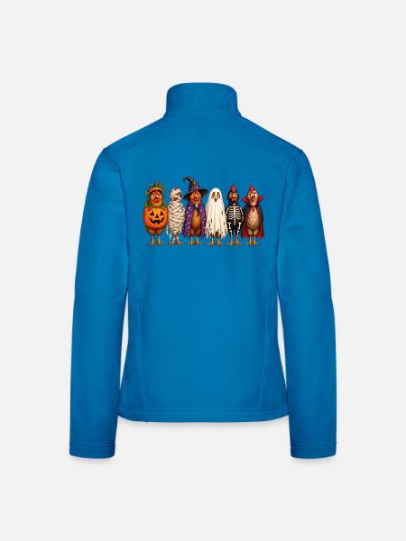 Halloween Chickens in Costumes Pumpkin Witch Ghost - Frauen Softshelljacke - Lichtblau - Hinten