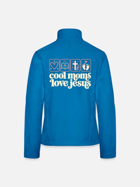 Cool Moms Love Jesus Christian Mom Faith Cross - Frauen Softshelljacke - Lichtblau - Hinten