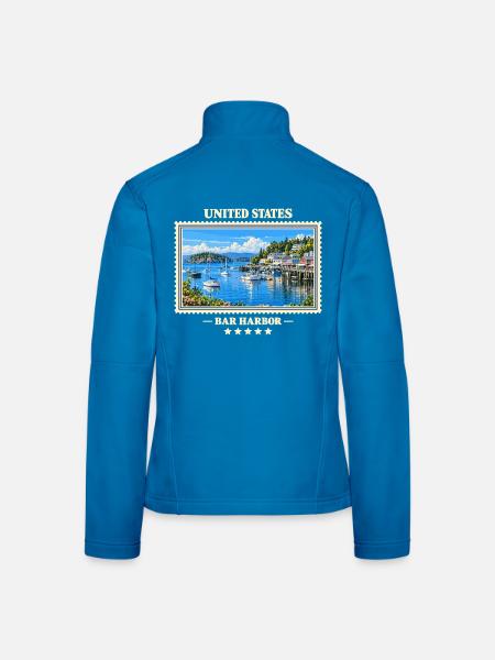 Vereinigte Staaten Bar Harbor Vintage Reisemarke - Frauen Softshelljacke - Lichtblau - Hinten