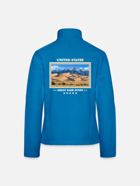 Vereinigte Staaten Great Sand Dunes Vintage Reisem - Frauen Softshelljacke - Lichtblau - Hinten