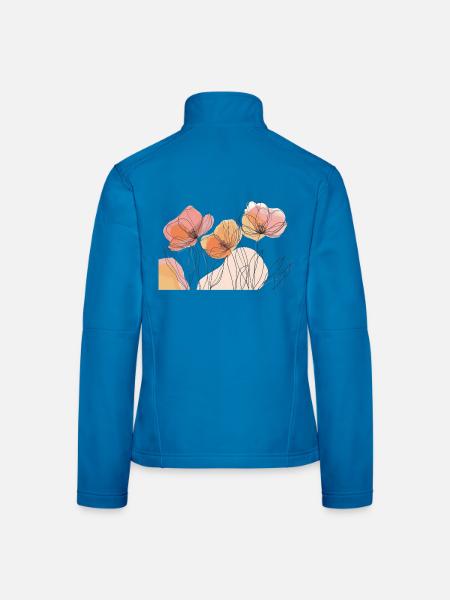 Filigrane Blüten über Pastellfelsen - Frauen Softshelljacke - Lichtblau - Hinten