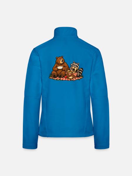 Bär & Waschbär beim Picknick – Outdoor - Frauen Softshelljacke - Lichtblau - Hinten