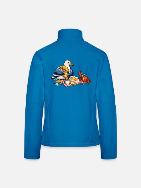 Möwe & Krabbe beim Strandpicknick – Küste - Frauen Softshelljacke - Lichtblau - Hinten
